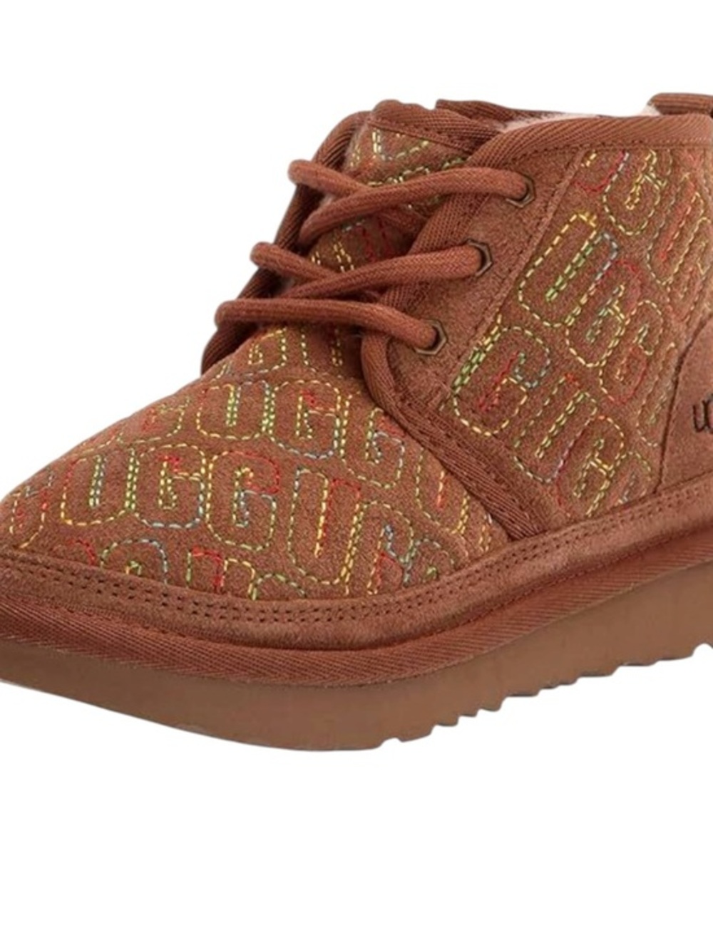 UGG Neumel Graphic Stitch Logo Chestnut Suede Chukka Boots Women’s Size 6